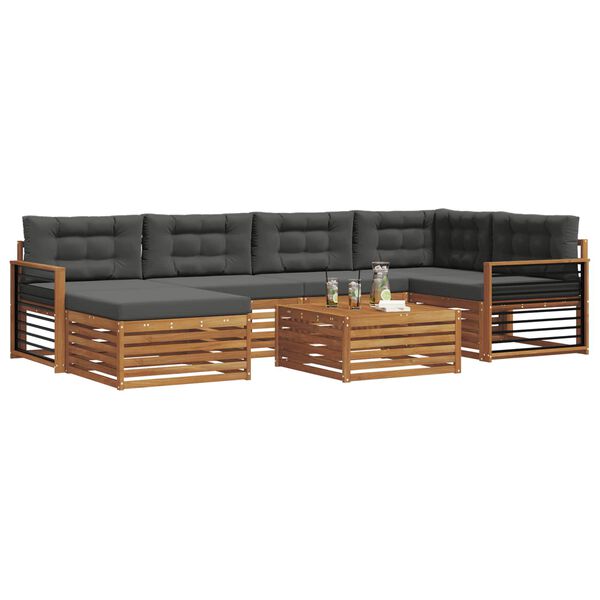 vidaXL Udend&oslash;rs sofagruppe med pude 7 pcs Naturlig og Antracit
