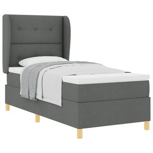 vidaXL Box spring seng med hovedg&aelig;rde M&oslash;rkegr&aring; 200 x 80 cm Stof