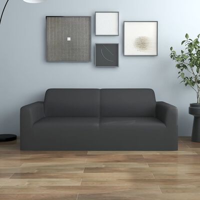 vidaXL elastisk 2-personers sofabetræk polyesterjersey antracitgrå