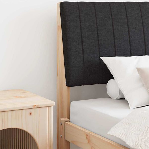 vidaXL Polstret sengegavl Sort 100 cm Massiv fyrretr&aelig;