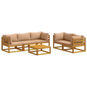 vidaXL Sofa S&aelig;t 6 stk. Naturfarvet Massivt Akacietr&aelig;