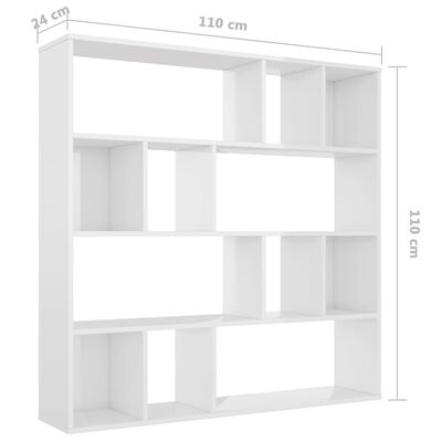 vidaXL rumdeler/bogskab 110 x 24 x 110 cm spånplade hvid højglans