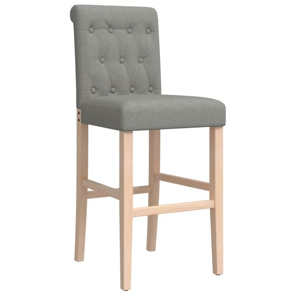 vidaXL barstole 2 stk. massivt gummitr&aelig; og stof