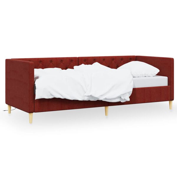vidaXL daybed med USB 90x200 cm stof vinr&oslash;d