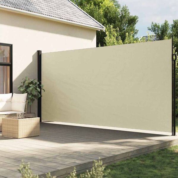 vidaXL sammenrullelig sidemarkise 200x600 cm cremefarvet