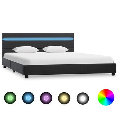 vidaXL sengestel med LED 160x200 cm kunstlæder grå