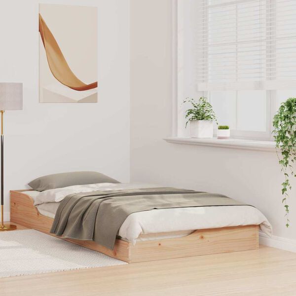 vidaXL Sengestel Brun 90 x 190 cm Massiv fyrretr&aelig;