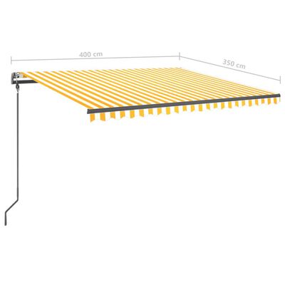 vidaXL markise med stolper 4x3,5 m automatisk betjening gul og hvid
