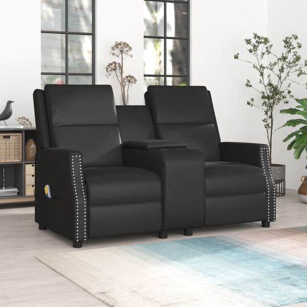 vidaXL 2-personers massagestol m. kopholder kunstlæder sort