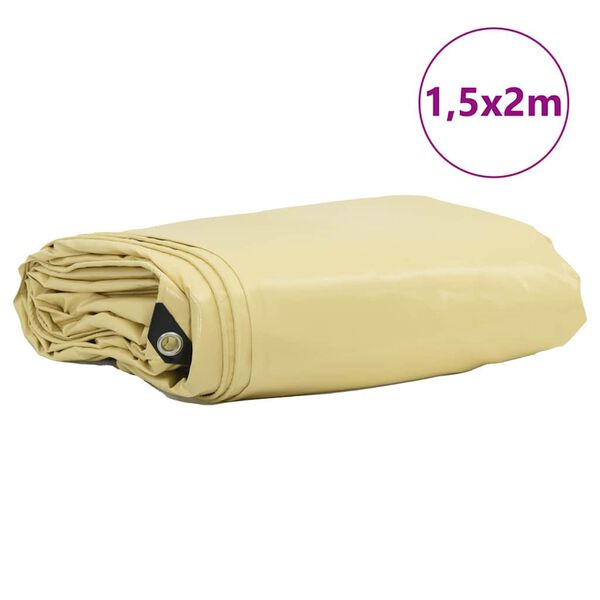 vidaXL Tarpaulin 650g / m&sup2; Beige 1,5 x 2 m L&aelig;rred med PVC-bel&aelig;gning