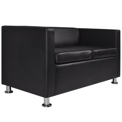 vidaXL sofa 2-pers. kunstlæder sort