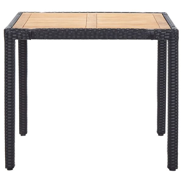 vidaXL udendørs spisebordssæt 5 dele med hynder polyrattan sort