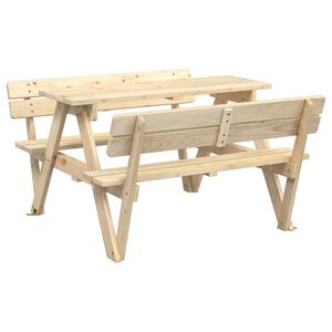 vidaXL picnicbord til 4 b&oslash;rn m. parasolhul massivt grantr&aelig;