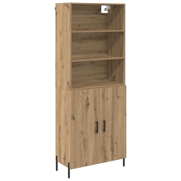 vidaXL Highboard Artisan Egetr&aelig; 69,5 x 32,5 x 180 cm Konstrueret tr&aelig;