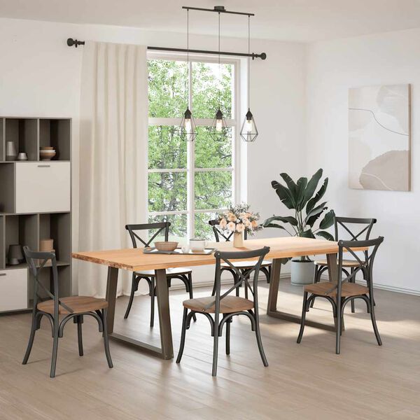 vidaXL spisebordsben V-formet 2 stk. naturst&aring;l 100x(72-73,3) cm st&aring;l