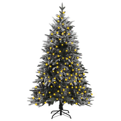 vidaXL kunstigt juletræ med lys og sne 150 cm PVC og PE