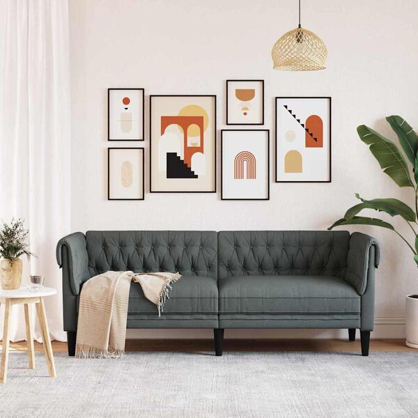 vidaXL Sofa M&oslash;rkegr&aring; 201,5 x 74,5 x 74,5 cm Polyester