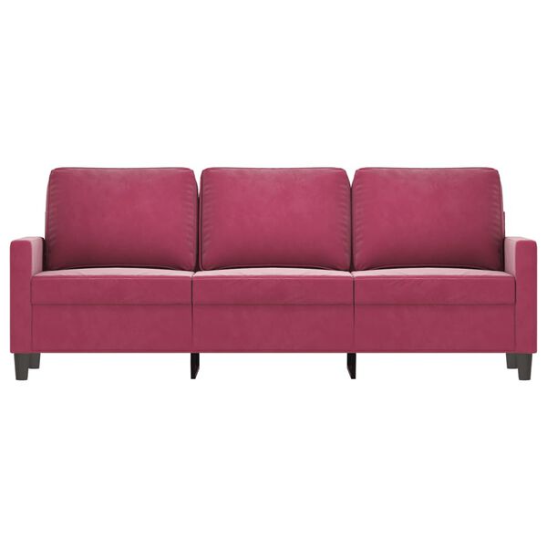 vidaXL 3-personers sofa 180 cm fløjl vinrød