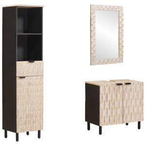 vidaXL Badev&aelig;relsess&aelig;t med d&oslash;r 3 pcs Hvid Vask Finish Massivt mangotr&aelig;