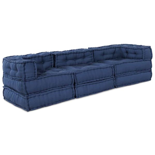 vidaXL Modulsofa 3 pcs Indigo Stof