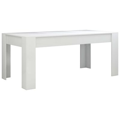 vidaXL spisebord 180x90x76 cm konstrueret træ hvid højglans