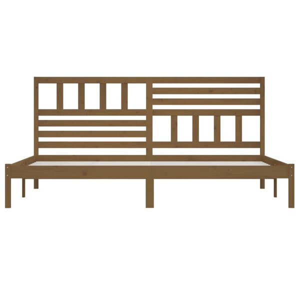 vidaXL sengeramme 200x200 cm massivt fyrretr&aelig; gyldenbrun