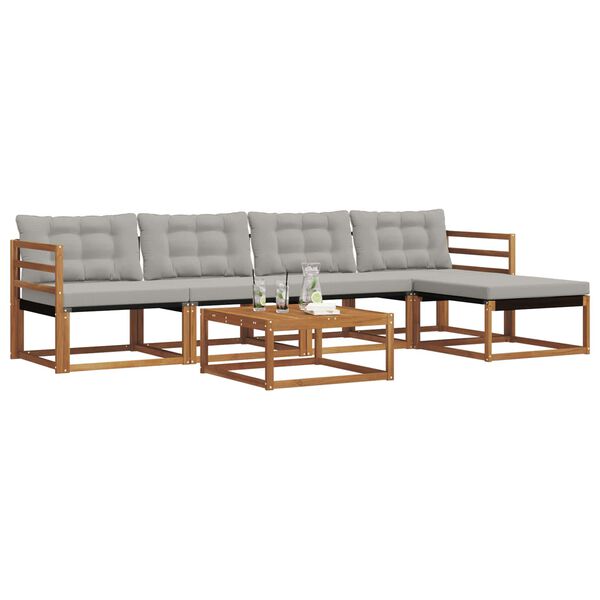 vidaXL Udend&oslash;rs sofagruppe med pude 6 pcs Naturlig og Lys Gr&aring;