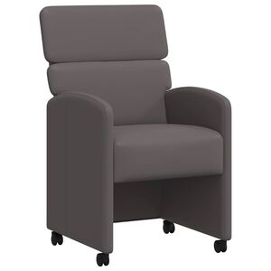 vidaXL Spisebordsstole med hjul 2 stk. Kunstl&aelig;der Gr&aring; 58 x 65 x 98 cm