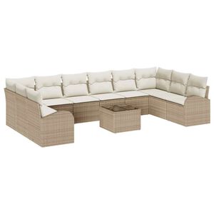 vidaXL Sofa S&aelig;t med pude 11 pcs Beige Polyrattan