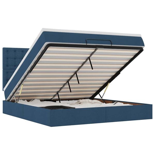 vidaXL osmannisk sengeramme med madras 160x200 cm stof bl&aring;