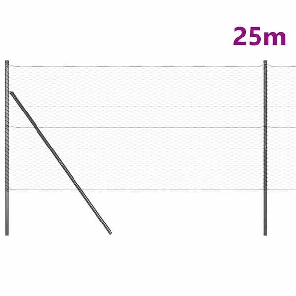 vidaXL Hegnsp&aelig;l Gr&aring; 25 x 1,2 m (36 mm net) St&aring;l