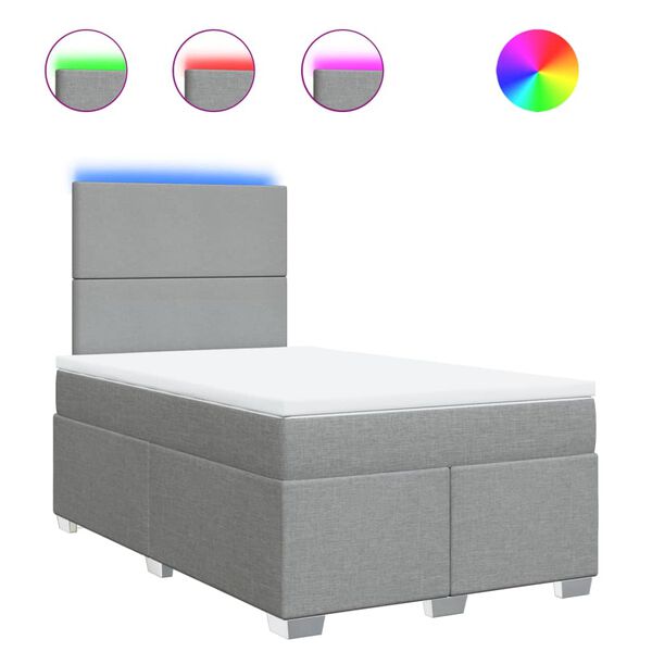 vidaXL kontinentalseng med madras 120x190 cm stof lysegr&aring;