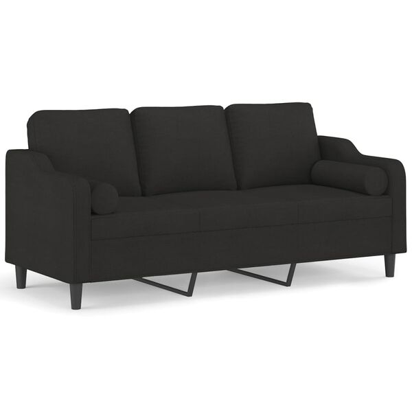 vidaXL 3-personers sofa med pyntepuder 180 cm stof sort