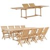 vidaXL udend&oslash;rs spisebordss&aelig;t 9 dele 180-280x100x75 cm massivt teak
