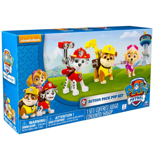 Paw Patrol Action Pack-hvalpesæt Marshall/Skye/Rubble