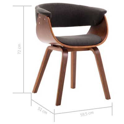 vidaXL spisebordsstole 6 stk. bøjet træ og stof mørkegrå
