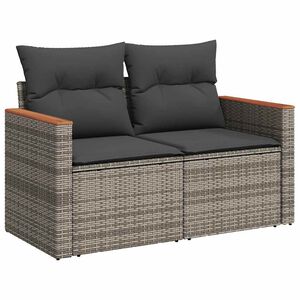 vidaXL 2-personers havesofa med hynder polyrattan gr&aring;