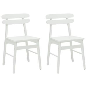 vidaXL Spisestuestol 2 stk. Massiv Gummitr&aelig; Hvid 43,5 x 44,5 x 77,5 cm