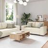 vidaXL Sofa 2 pcs Beige 221 x 77 x 82 cm Linned-blandet stof