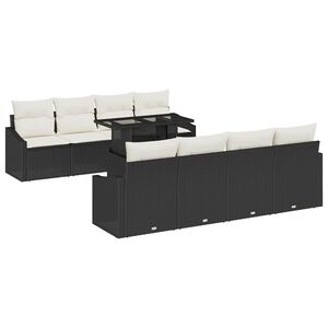 vidaXL Havesofa S&aelig;t 9 stk. Sort polyrattan