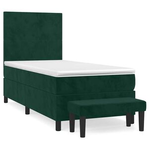vidaXL kontinentalseng med madras 80x200 cm fl&oslash;jl m&oslash;rkegr&oslash;n