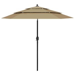vidaXL parasol 2,5 m aluminiumsstang 3 niveauer gr&aring;brun