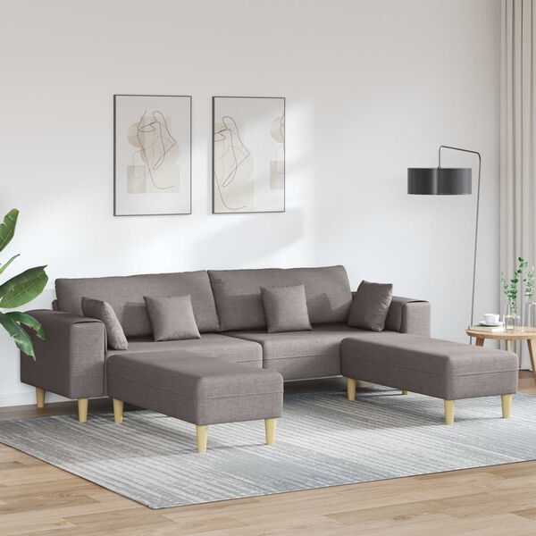 vidaXL Sofa med pude 3 pcs Gr&aring;brun Stof