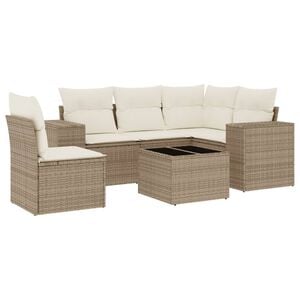 vidaXL sofas&aelig;t til haven 6 dele med hynder polyrattan beige