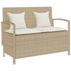 vidaXL opbevaringsb&aelig;nk til haven med hynde polyrattan beige