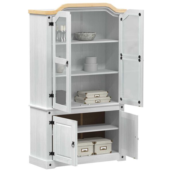 vidaXL Display Skab Hvid 103.5 x 42 x 180 cm Massiv fyrretr&aelig;