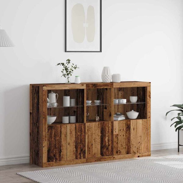 vidaXL LED Sideboard Gammelt tr&aelig; 162 x 37 x 100 cm Konstrueret tr&aelig;