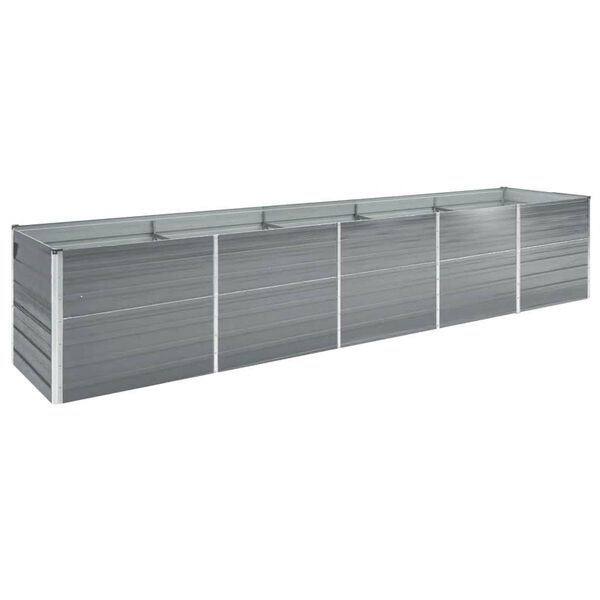 vidaXL forh&oslash;jet plantekasse 400x80x45 cm galvaniseret st&aring;l gr&aring;