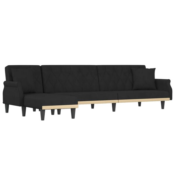 vidaXL L-formet sovesofa 271x140x70 cm velour sort