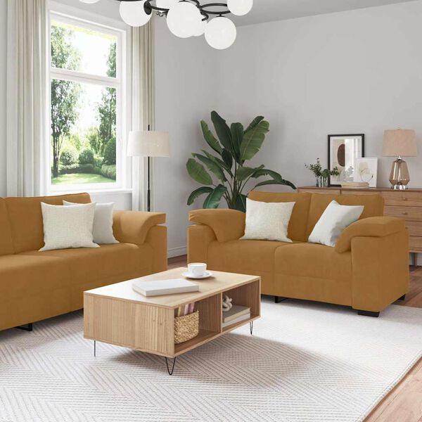 vidaXL sofas&aelig;t 3 dele med hynder velour brun